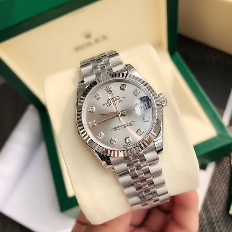 ROLEX ロレックス デイトジャスト 31 シルバー文字盤 ダイヤ メンズ レディース 腕時計 278274