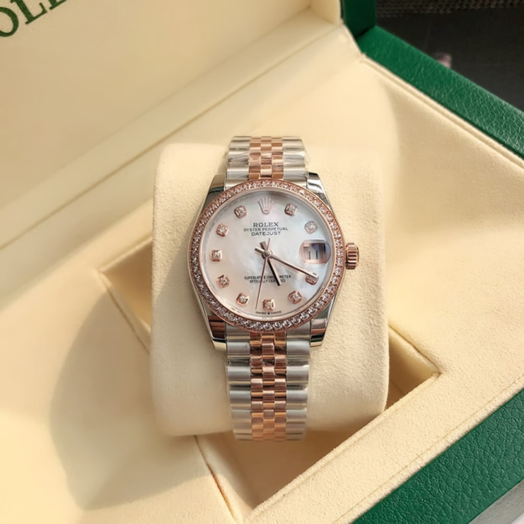 ROLEX ロレックス デイトジャスト 31 ホワイトシェル ダイヤ ベゼルダイヤ メンズ レディース 腕時計 278381RBR - 画像 (4)