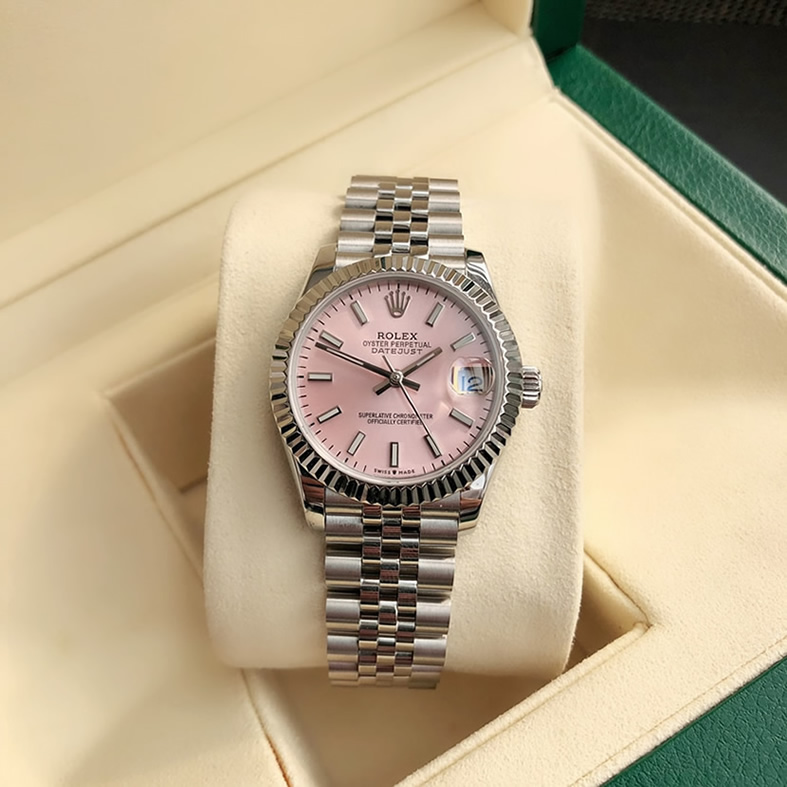 ROLEX ロレックス デイトジャスト 31 ピンク文字盤 メンズ レディース 腕時計 278274 - 画像 (4)