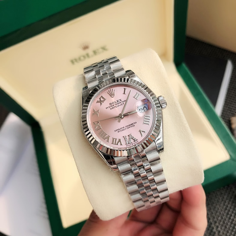 ROLEX ロレックス デイトジャスト 31 ピンク文字盤 ローマ数字 VIダイヤ メンズ レディース 腕時計 278274