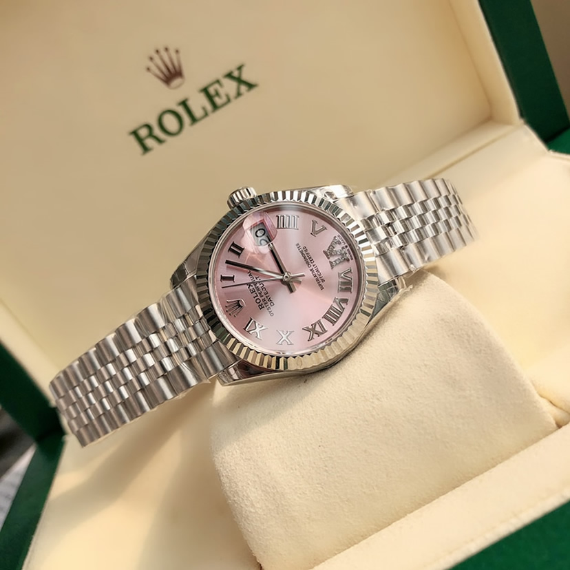 ROLEX ロレックス デイトジャスト 31 ピンク文字盤 ローマ数字 VIダイヤ メンズ レディース 腕時計 278274 - 画像 (5)