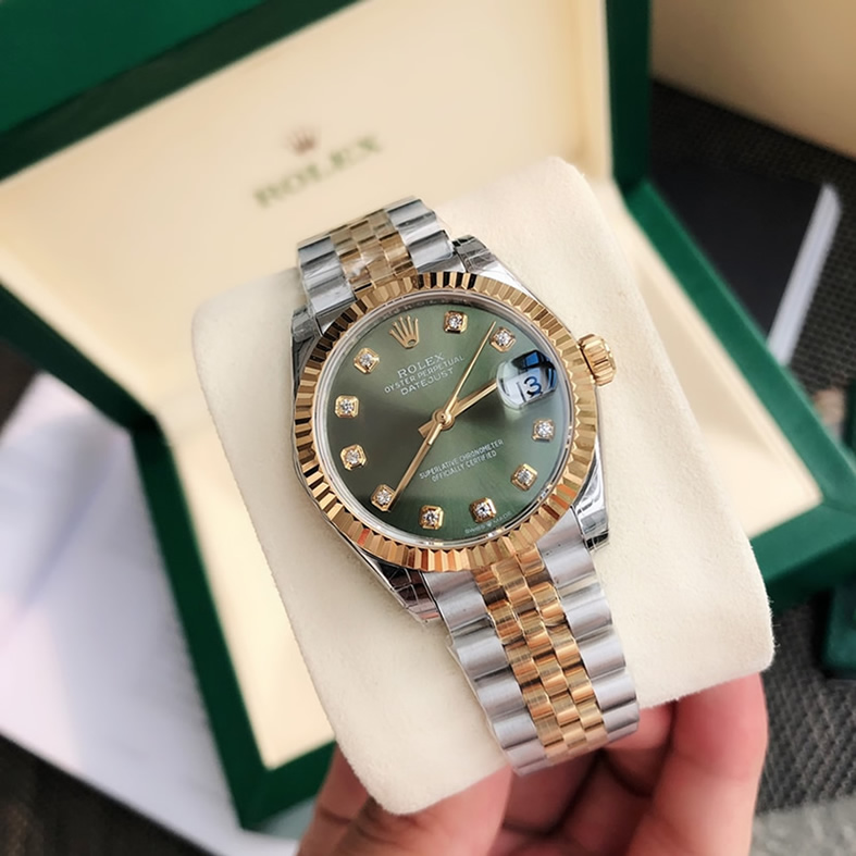 ROLEX ロレックス デイトジャスト 31 オリーブグリーン文字盤 ダイヤ メンズ レディース 腕時計 278273