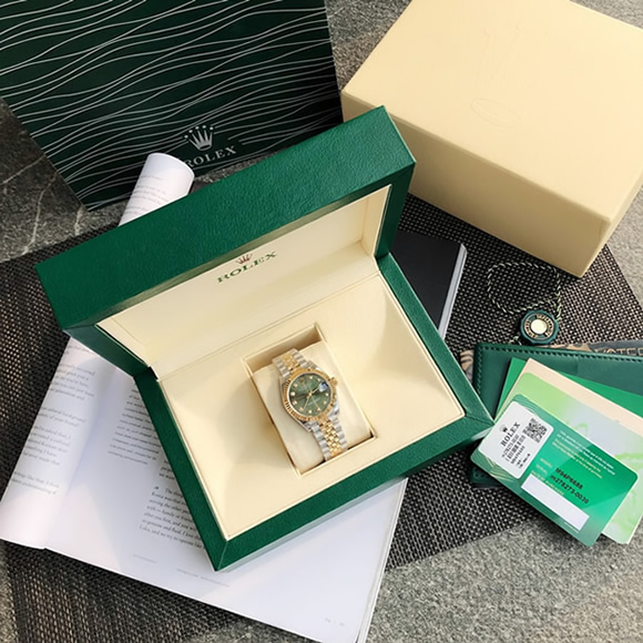 ROLEX ロレックス デイトジャスト 31 オリーブグリーン文字盤 ダイヤ メンズ レディース 腕時計 278273 - 画像 (2)