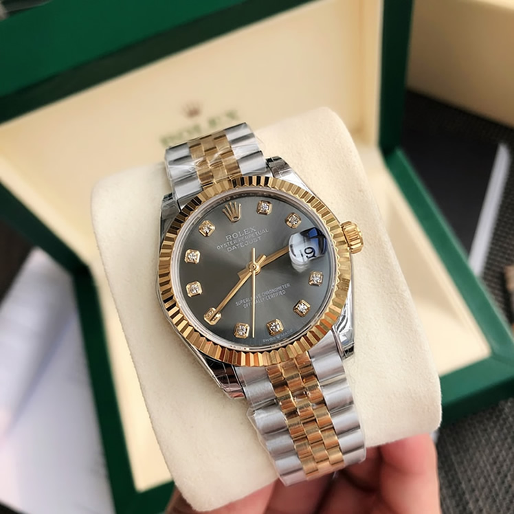 ROLEX ロレックス デイトジャスト 31 スレート文字盤 ダイヤ メンズ