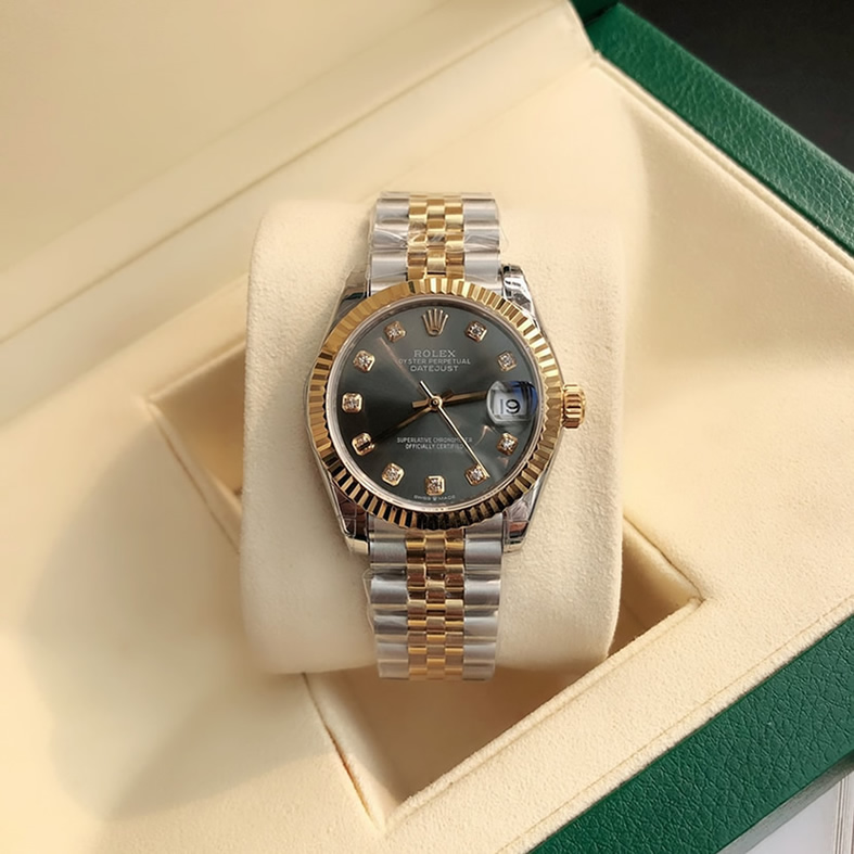 ROLEX ロレックス デイトジャスト 31 スレート文字盤 ダイヤ メンズ レディース 腕時計 278273 - 画像 (4)