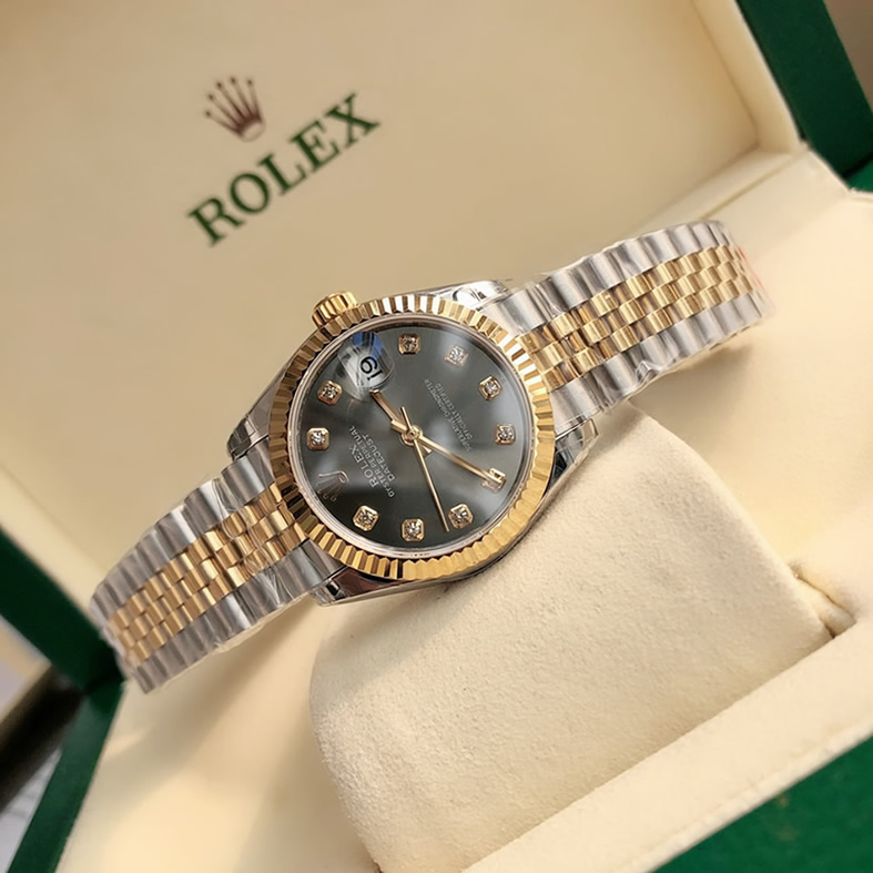 ROLEX ロレックス デイトジャスト 31 スレート文字盤 ダイヤ メンズ レディース 腕時計 278273 - 画像 (5)