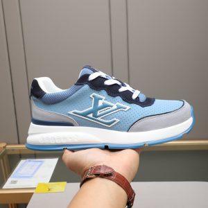 ルイ・ヴィトン ランアウェイ・ライン スニーカー ブルー スエードレザー切替 LVロゴ入り shoes093