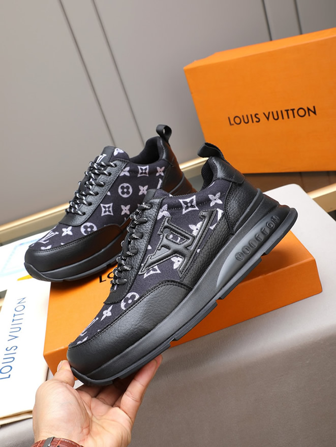ルイ・ヴィトン ランアウェイ・ライン スニーカー ブラック モノグラム・パターン テキスタイル切替 shoes097 - 画像 (2)