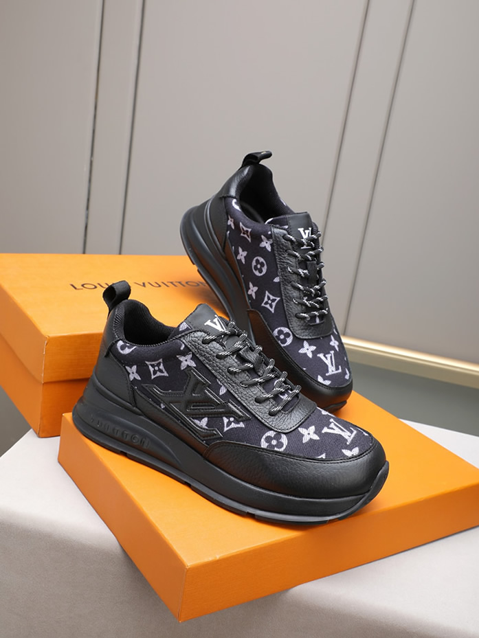 ルイ・ヴィトン ランアウェイ・ライン スニーカー ブラック モノグラム・パターン テキスタイル切替 shoes097 - 画像 (4)