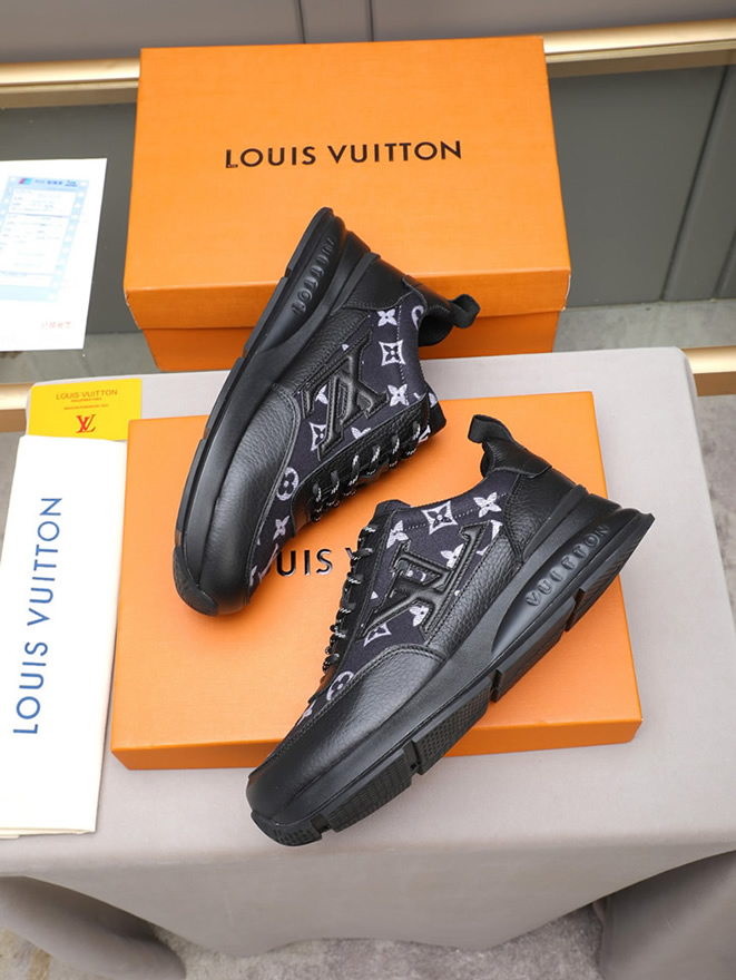ルイ・ヴィトン ランアウェイ・ライン スニーカー ブラック モノグラム・パターン テキスタイル切替 shoes097 - 画像 (7)