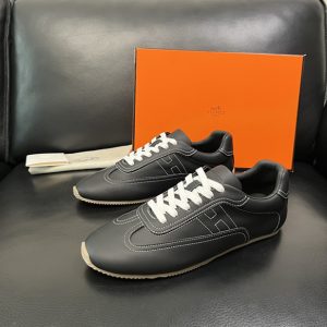 エルメス スニーカー アディクト ブラック カーフスキン ホワイトステッチ shoes113