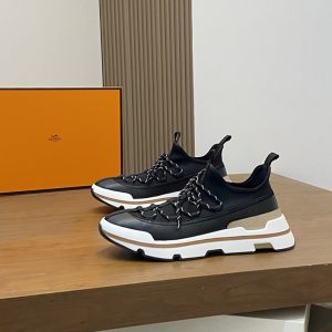 エルメス スニーカー アディクト ブラック テクニカルキャンバス カーフスキン切替 shoes119