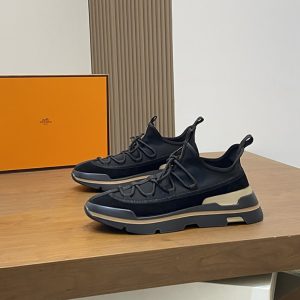エルメス スニーカー アディクト ブラック テクニカルキャンバス 厚底ソール shoes120