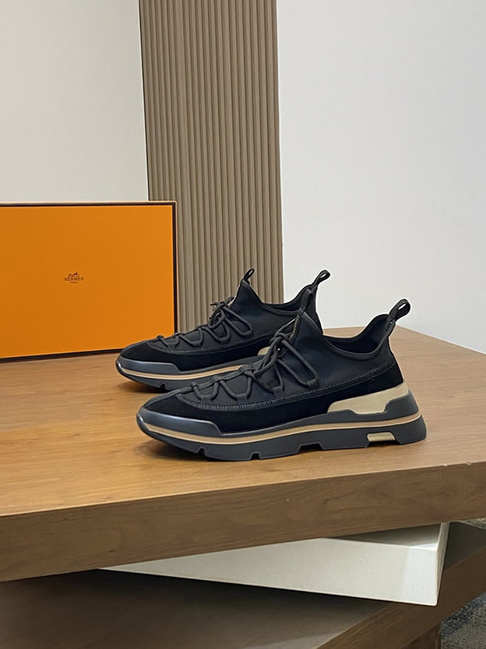 エルメス スニーカー アディクト ブラック テクニカルキャンバス 厚底ソール shoes120