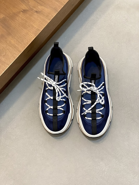 エルメス スニーカー アディクト マリンブルー テクニカルキャンバス 厚底ソール shoes121 - 画像 (2)