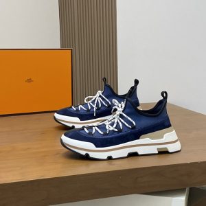 エルメス スニーカー アディクト マリンブルー テクニカルキャンバス 厚底ソール shoes121