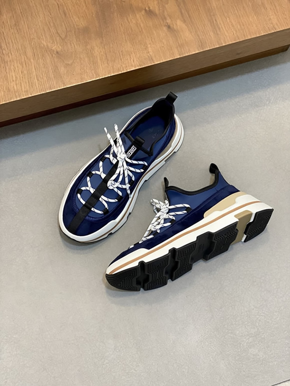 エルメス スニーカー アディクト マリンブルー テクニカルキャンバス 厚底ソール shoes121 - 画像 (5)