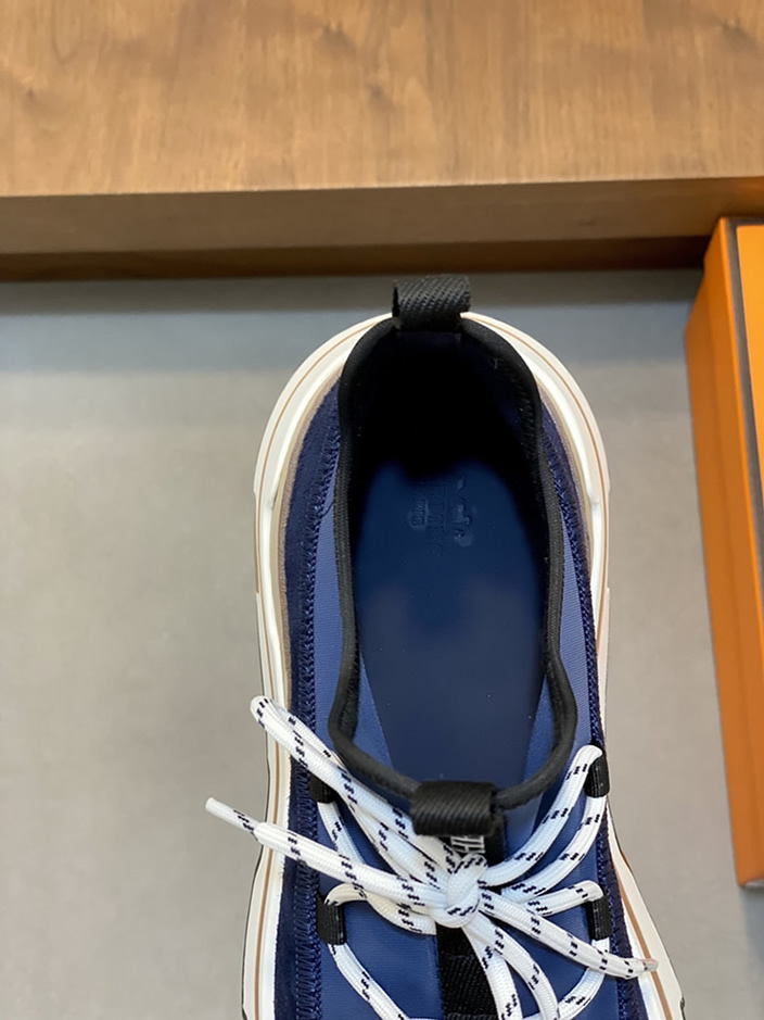 エルメス スニーカー アディクト マリンブルー テクニカルキャンバス 厚底ソール shoes121 - 画像 (7)