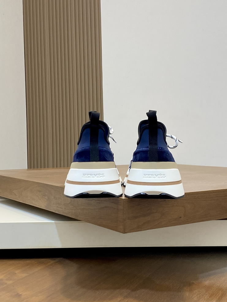 エルメス スニーカー アディクト マリンブルー テクニカルキャンバス 厚底ソール shoes121 - 画像 (8)