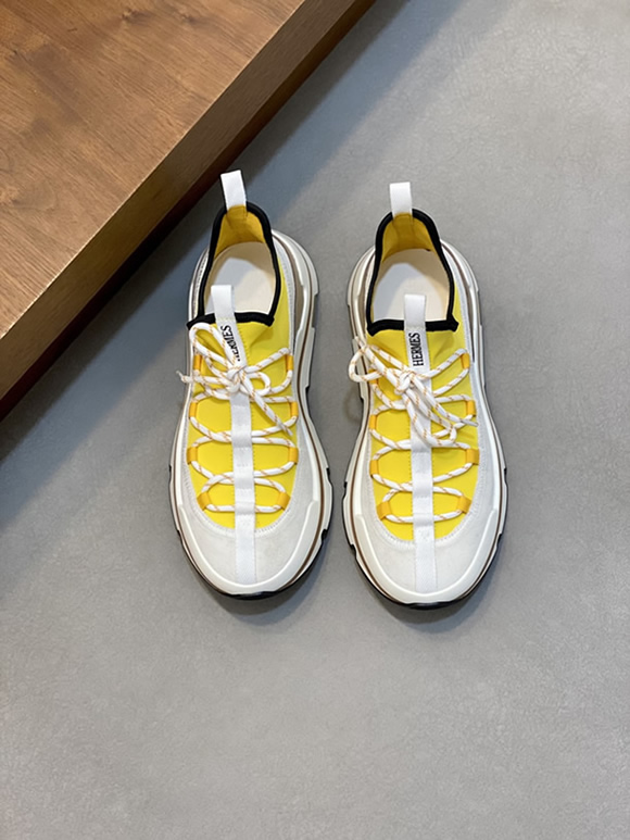 エルメス スニーカー アディクト イエロー テクニカルキャンバス スエード切替 shoes122 - 画像 (2)