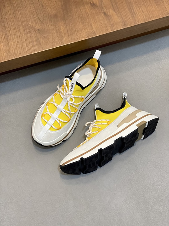 エルメス スニーカー アディクト イエロー テクニカルキャンバス スエード切替 shoes122 - 画像 (5)