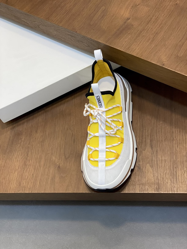 エルメス スニーカー アディクト イエロー テクニカルキャンバス スエード切替 shoes122 - 画像 (6)