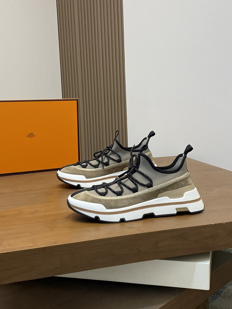 エルメス スニーカー アディクト トープ テクニカルキャンバス スエード切替 shoes123