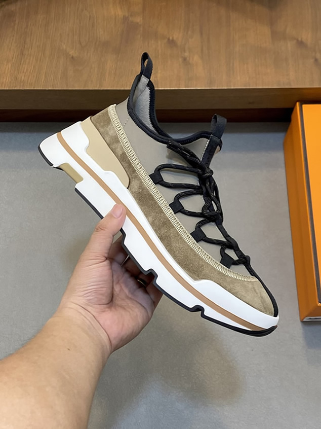 エルメス スニーカー アディクト トープ テクニカルキャンバス スエード切替 shoes123 - 画像 (4)