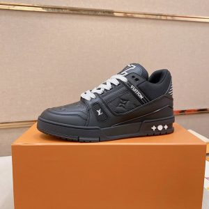 ルイヴィトン スニーカー LVトレイナー ブラック モノグラム レザー shoes116