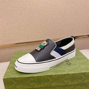 グッチ スニーカー スリッポン ブラック ベアパッチ 刺繍 レザー shoes120