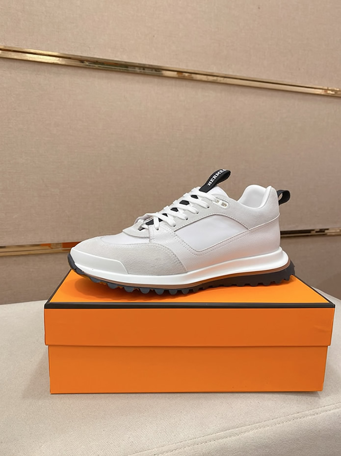 エルメス スニーカー バウンシング ホワイト キャンバス スエード shoes127