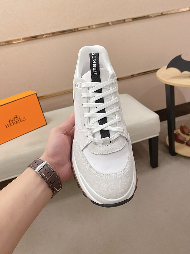 エルメス スニーカー バウンシング ホワイト キャンバス スエード shoes127 - 画像 (2)