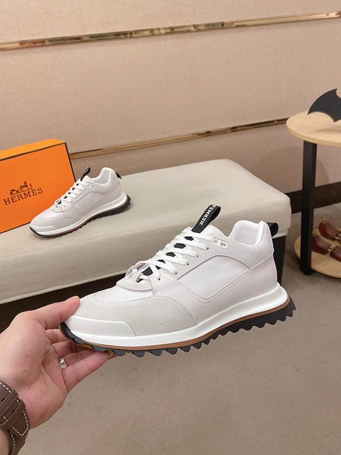 エルメス スニーカー バウンシング ホワイト キャンバス スエード shoes127 - 画像 (3)