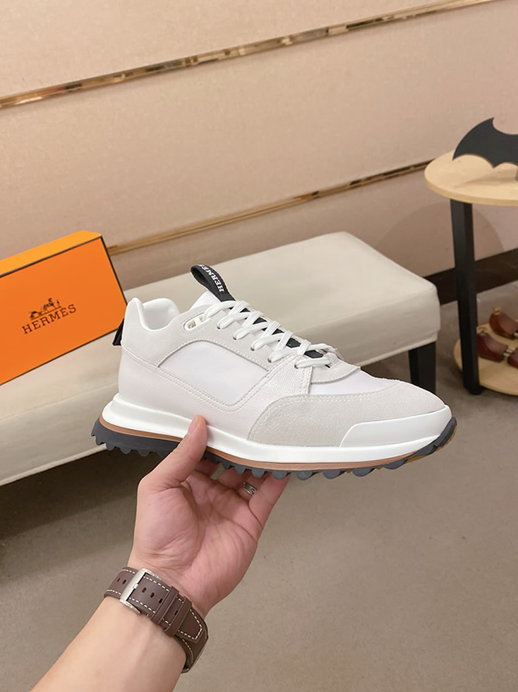 エルメス スニーカー バウンシング ホワイト キャンバス スエード shoes127 - 画像 (4)