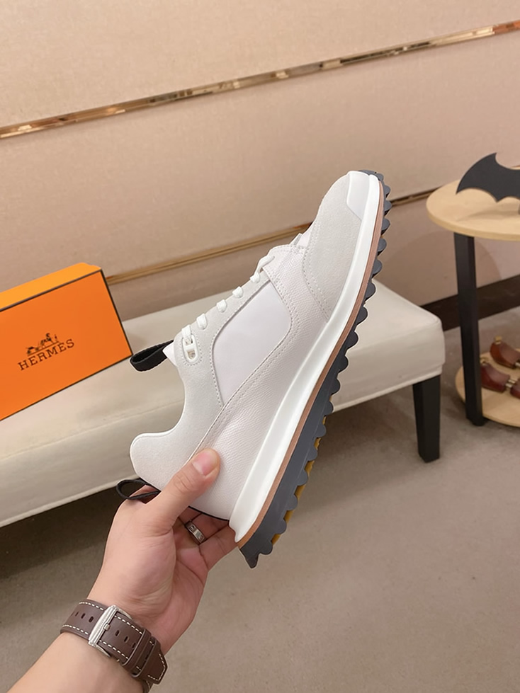 エルメス スニーカー バウンシング ホワイト キャンバス スエード shoes127 - 画像 (5)