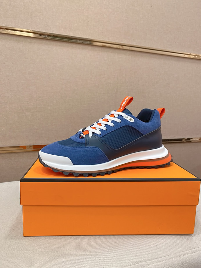 エルメス スニーカー バウンシング ブルー キャンバス スエード shoes128