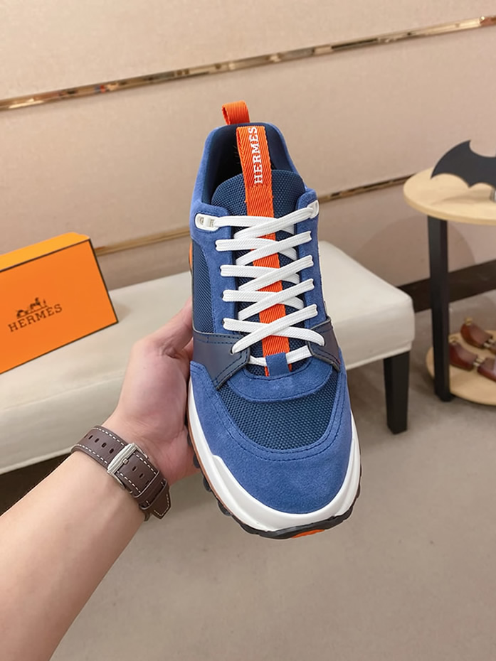 エルメス スニーカー バウンシング ブルー キャンバス スエード shoes128 - 画像 (2)