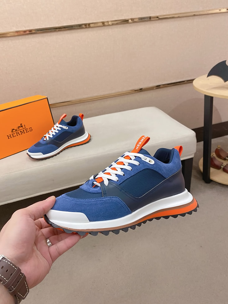 エルメス スニーカー バウンシング ブルー キャンバス スエード shoes128 - 画像 (3)