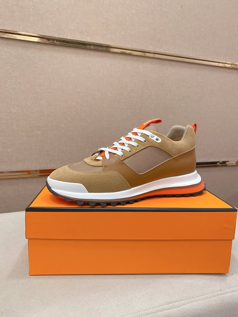 エルメス スニーカー バウンシング ブラウン キャンバス スエード shoes129