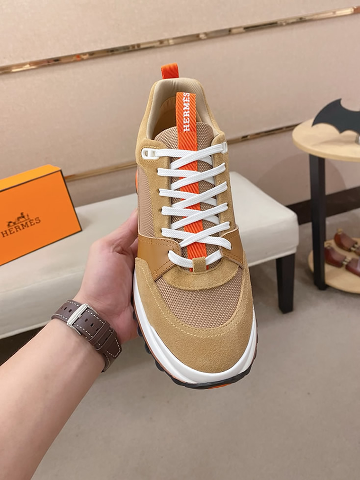 エルメス スニーカー バウンシング ブラウン キャンバス スエード shoes129 - 画像 (2)