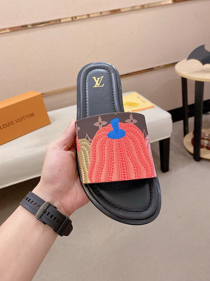 ルイヴィトン サンダル 草間彌生 モノグラム 南瓜 パンプキン ブラウン shoes131 - 画像 (3)