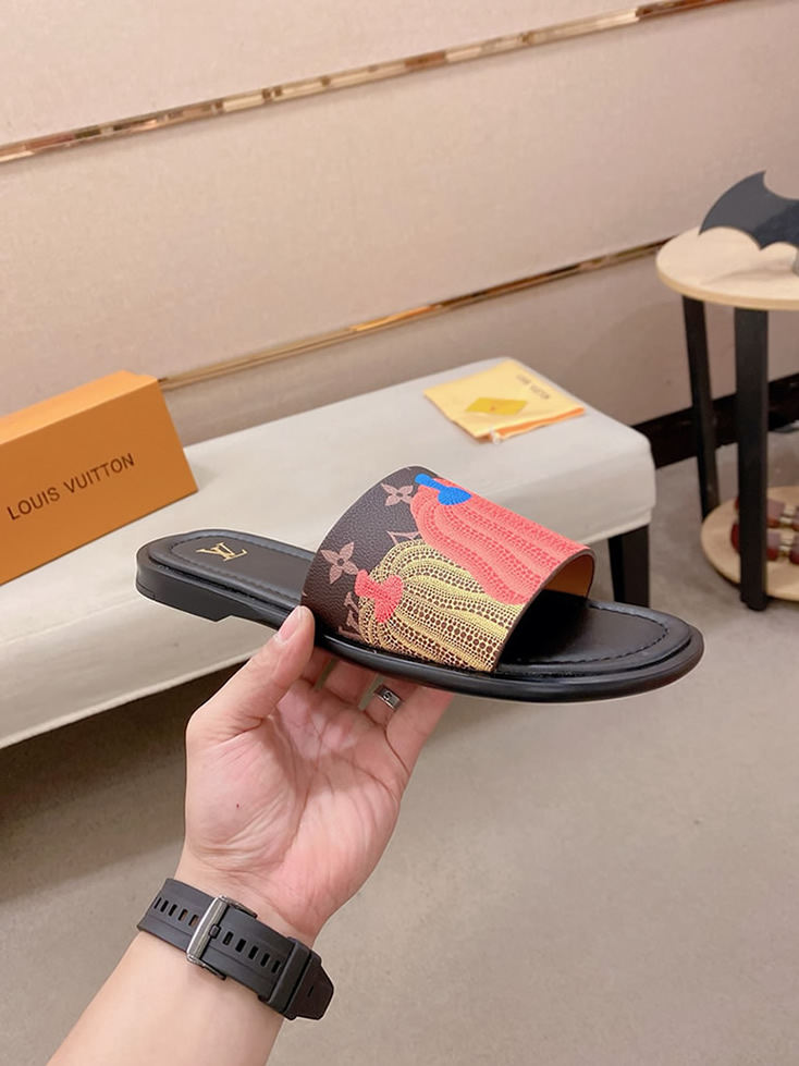 ルイヴィトン サンダル 草間彌生 モノグラム 南瓜 パンプキン ブラウン shoes131 - 画像 (5)