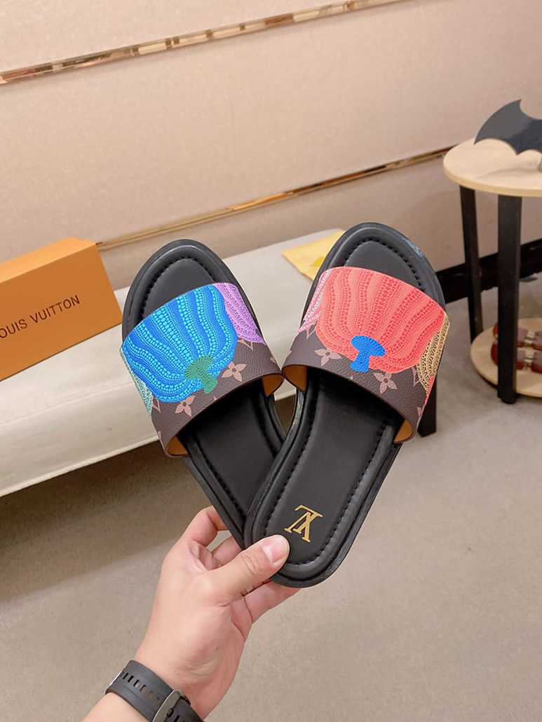 ルイヴィトン サンダル 草間彌生 モノグラム 南瓜 パンプキン ブラウン shoes131 - 画像 (6)