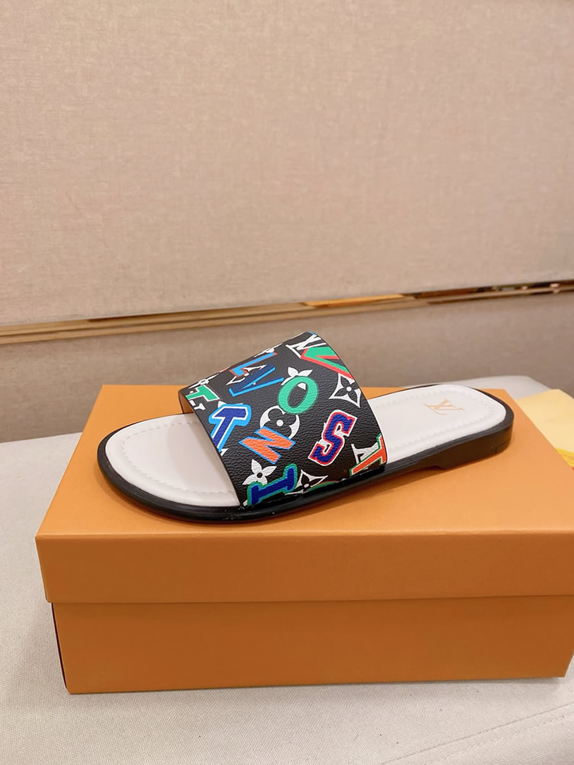 ルイヴィトン サンダル モノグラム ブラック マルチカラー レター shoes135 - 画像 (2)