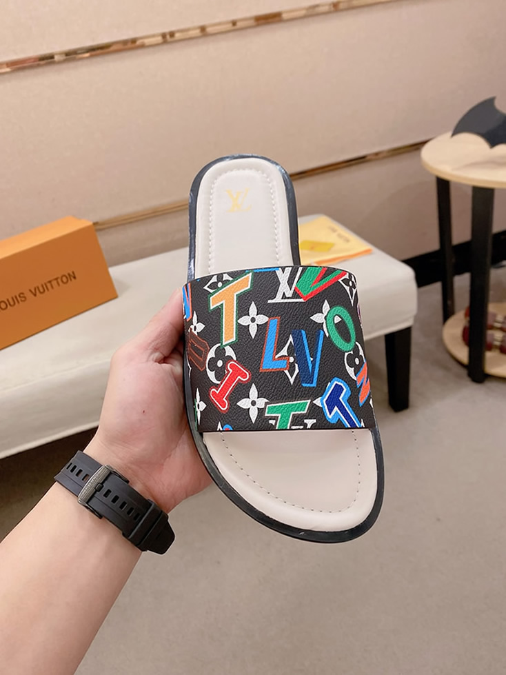 ルイヴィトン サンダル モノグラム ブラック マルチカラー レター shoes135 - 画像 (3)