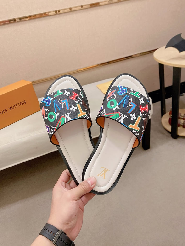 ルイヴィトン サンダル モノグラム ブラック マルチカラー レター shoes135 - 画像 (6)