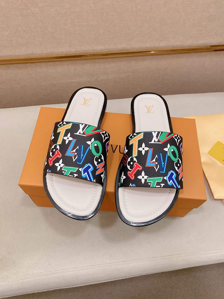 ルイヴィトン サンダル モノグラム ブラック マルチカラー レター shoes135