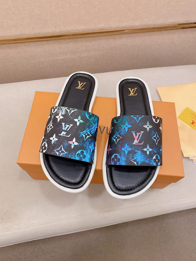 ルイヴィトン サンダル モノグラム ブラック タイダイ ブルー shoes136
