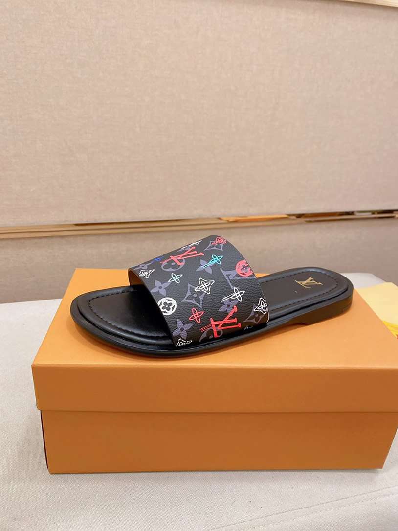 ルイヴィトン サンダル モノグラム ブラック カラフル ロゴ shoes137 - 画像 (2)