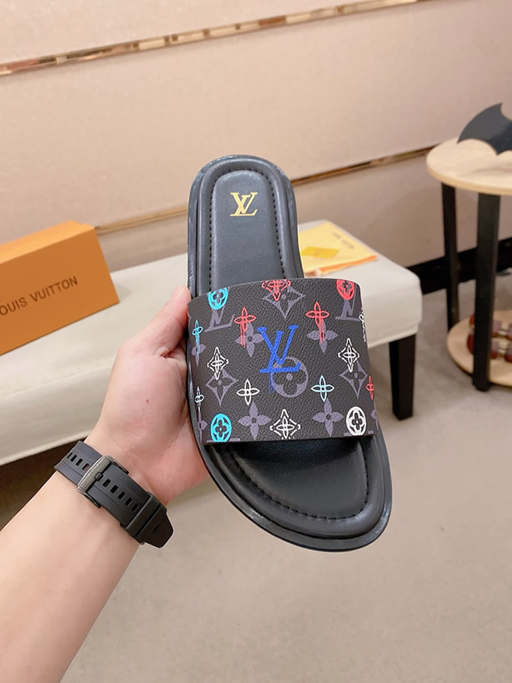 ルイヴィトン サンダル モノグラム ブラック カラフル ロゴ shoes137 - 画像 (3)